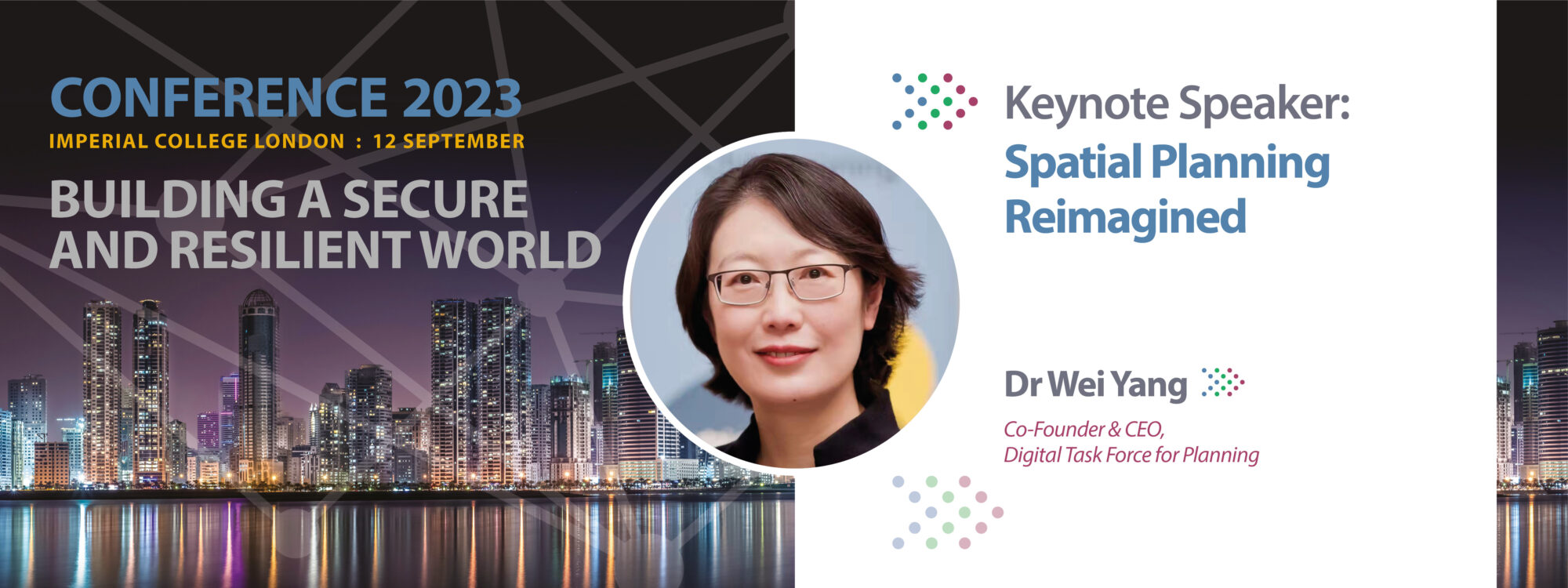 DAFNI_2023_Conference_Slides_WeiYang Woman with glasses smiling at camera. London backdrop, ppt slide